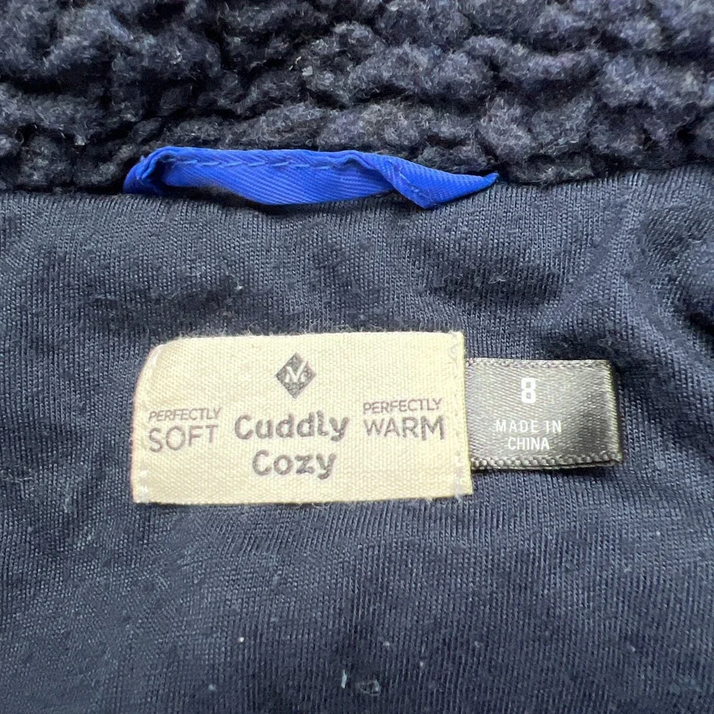 Member's Mark Cuddly Cozy Sherpa Jacket Boys 8 Navy Blue Colorblock Full Zip